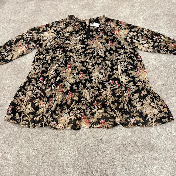 NWT H and‎ M Women's Plus Size Longsleeve Short Dress Brown Black Size 4XL - Picture 7 of 11